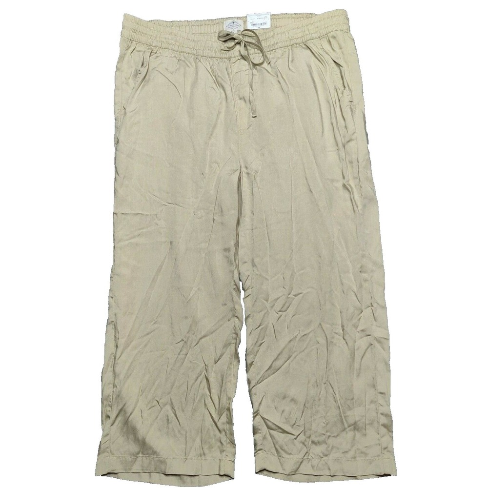 St Johns Bay Women Plus 0X Biscotti Easy Fit Crop Pull-On Lyocell Pants NEW
